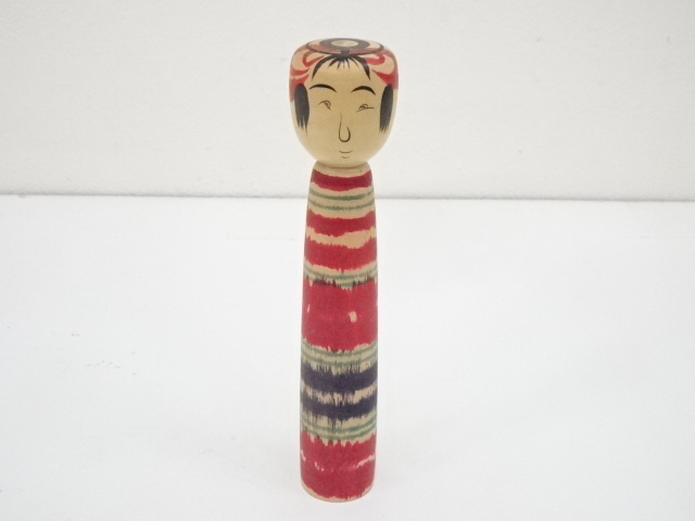 JAPANESE FOLK CRAFT / WOODEN KOKESHI DOLL / 17 cm / SIGNED ARTISAN WORK